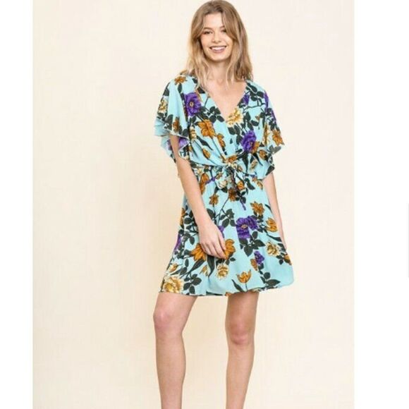 Umgee Floral Short Sleeve Top, SIze M - Picture 1 of 7